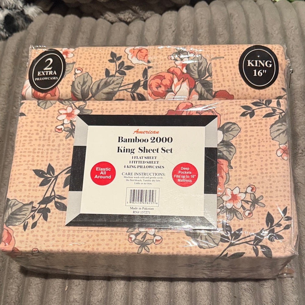 Bamboo 2000 King Sheet Set - Floral Tan